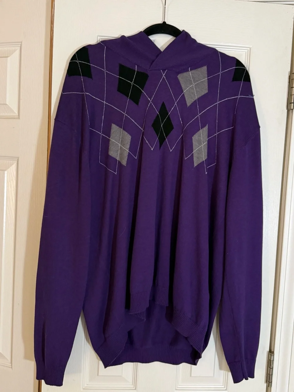 Lavané New York Men’s XL Purple Argyle Mock Neck Sweater